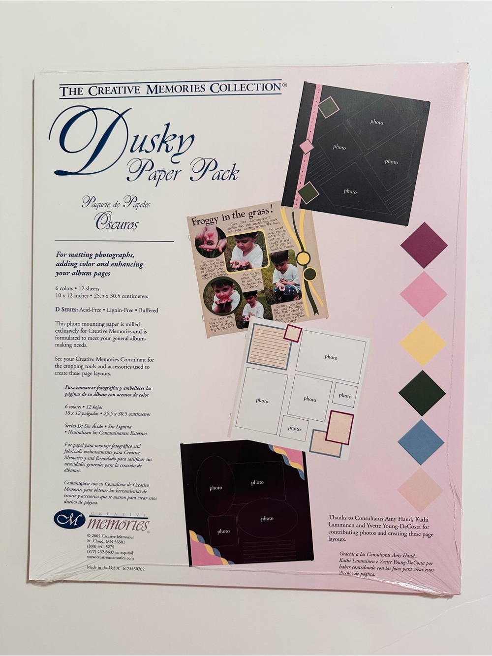 Creative Memories 10x12 Dusky Photo Mounting Paper - 6 colors • 12 sheets